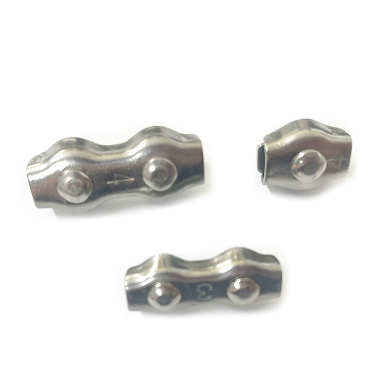 Abrazaderas de cable a dos caras de acero inoxidable AISI304, abrazaderas para cables, abrazaderas dobles para cables de acero